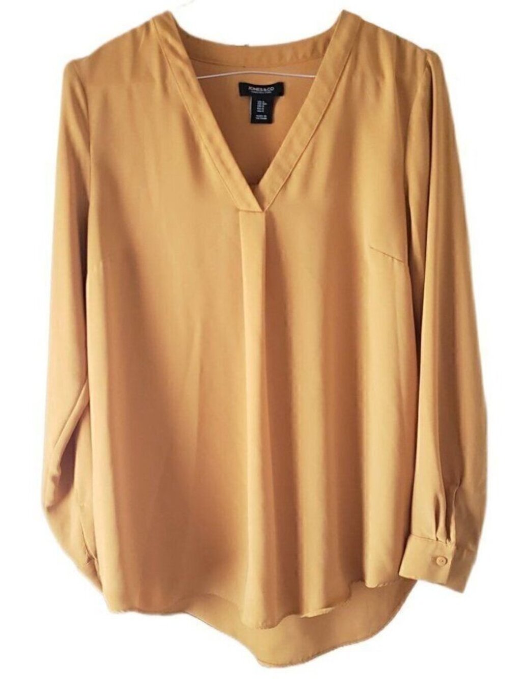 Jones New York Dark Yellow Long Sleeve V Neck Blouse